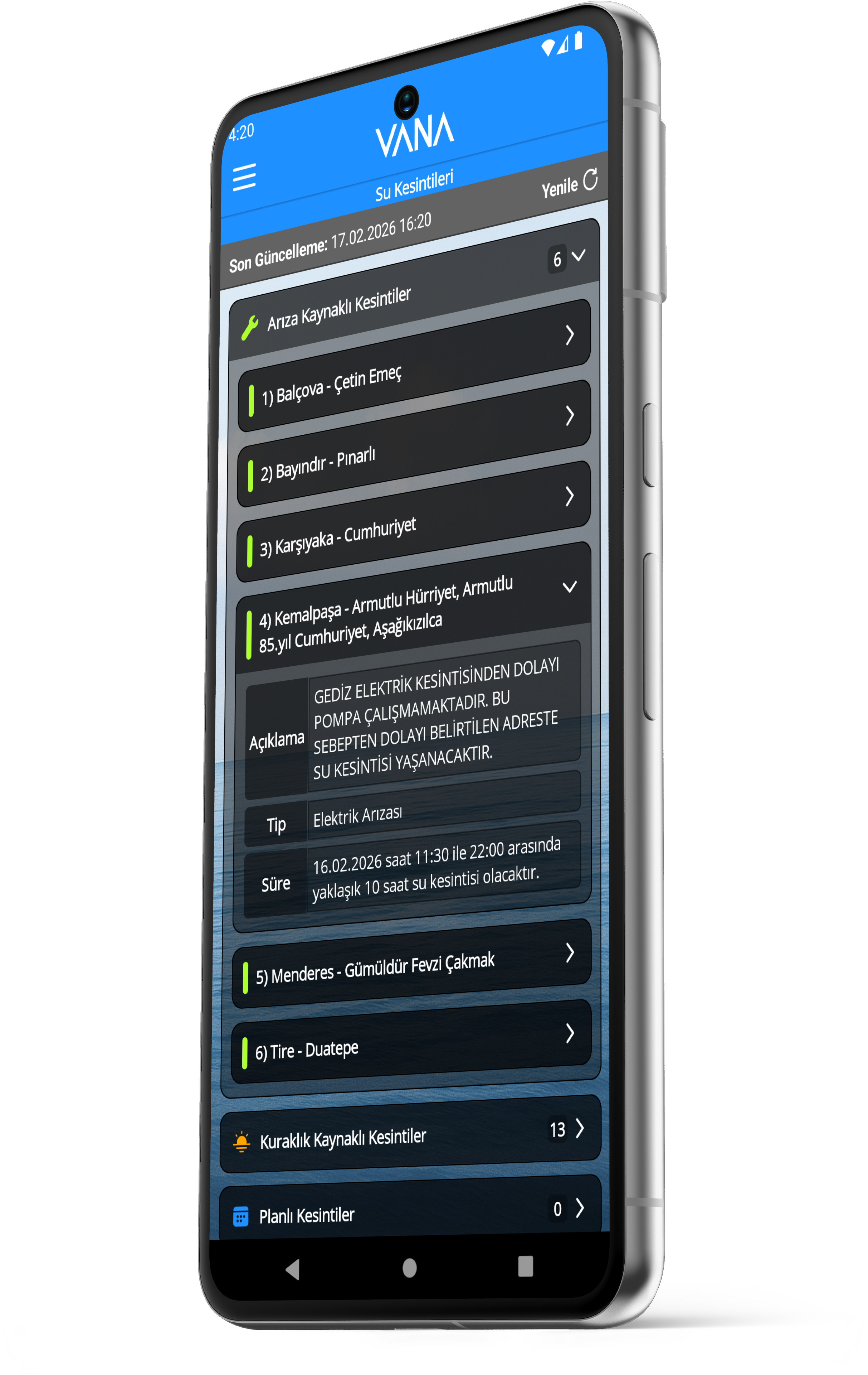 VANA Android Telefon Görseli